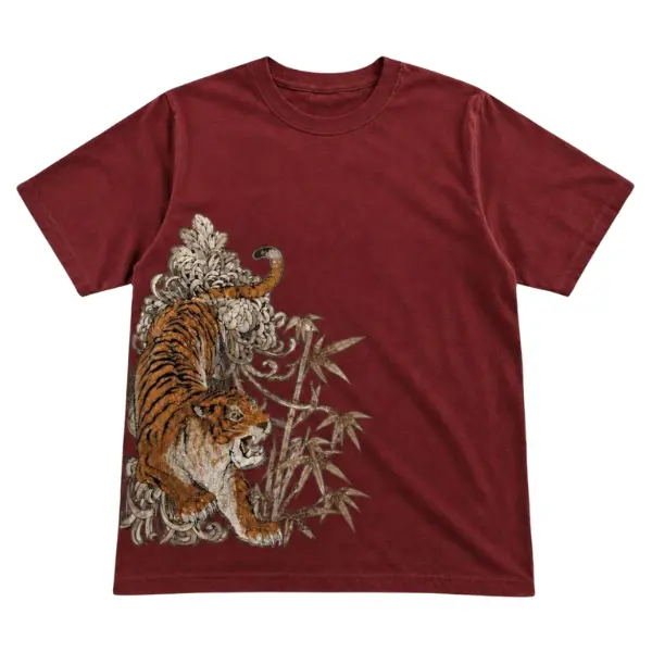 Tiger Bamboo Vintage Graphic Tee, Y2k Gothic Grunge Emo Scene Amity Affliction Style Streetwear Unisex Gildan T-Shirt
