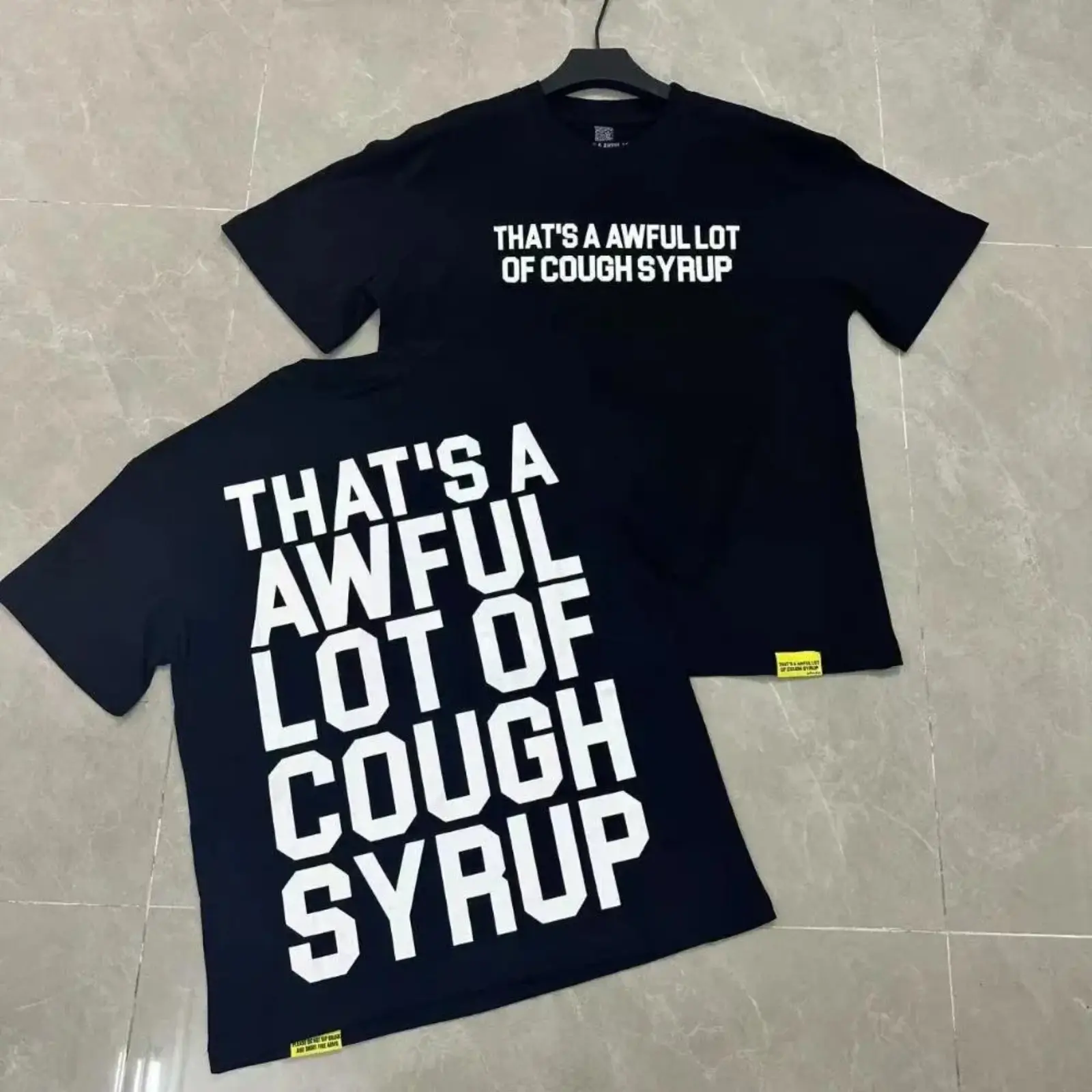 That's A Awful Lot Of Cough Syrup Double-Sided Graphic Tee, Vintage Cartoon Hip Hop Streetwear Shirt, Baggy Oversized Unisex Cotton T-Shirt
