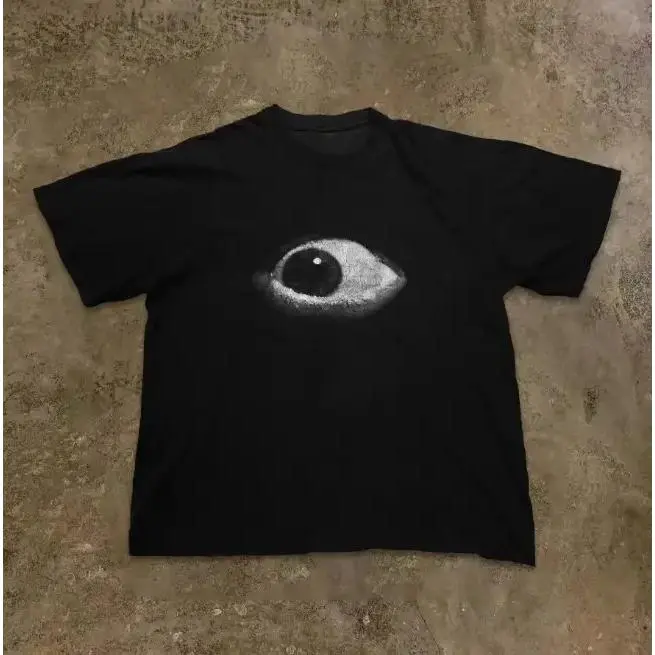 Dark Wind Eye Graphic Tee, Gothic Grunge Y2K Emo Scene Amity Affliction Style Streetwear T-Shirt, Unisex Black Cotton Shirt