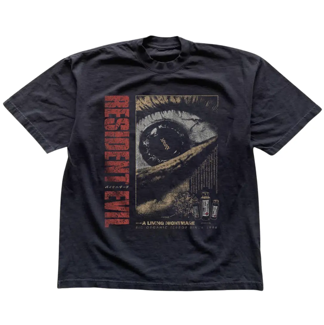 Resident Evil A Living Nightmare Horror Video Game Graphic Tee, Vintage Gothic Grunge Y2K Emo Scene Streetwear Unisex Gildan T-Shirt