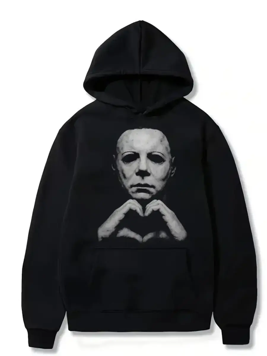 Michael Myers Heart Hands Halloween Horror Movie Slasher Graphic Hoodie, Vintage Soft Cotton Unisex Pullover Hoodie and T-Shirt