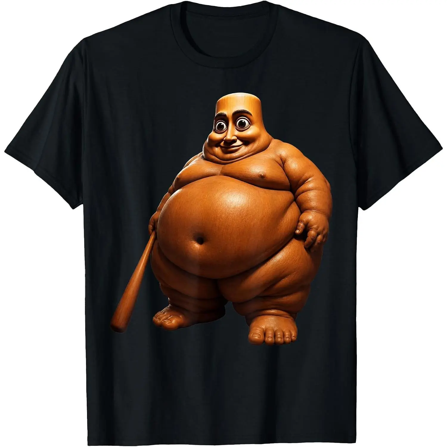 Fat Tung Tung Tung Sahur Funny Italian Brainrot Character Graphic Tee, Absurd Viral Meme Casual Black Streetwear Unisex T-Shirt