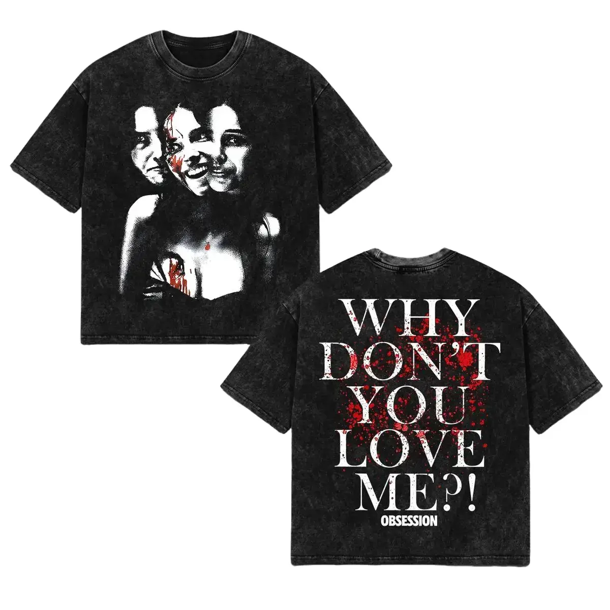 Obsession 2026 Movie Nikki Freeman Why Don't You Love Me Graphic Tee, Gothic Horror Acid Wash Indie Streetwear Double-Sided Print T-Shirt