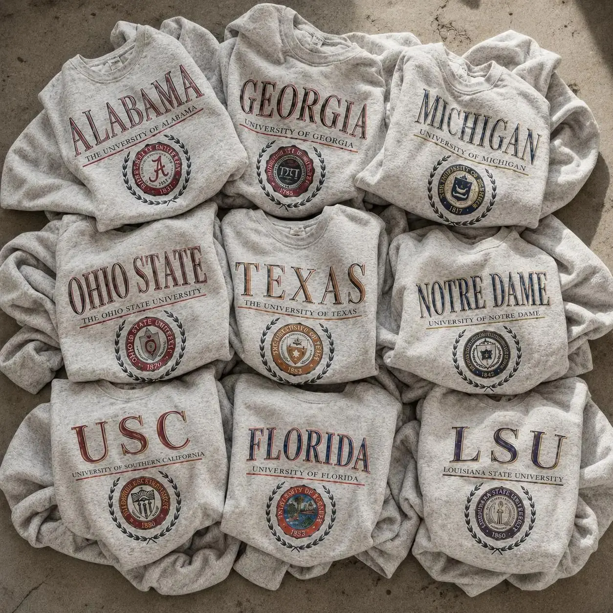 Vintage College Football Sweatshirt, Retro University Crest Distressed Campus Graphic Crewneck Pullover, Collegiate Team Fan Gameday Streetwear