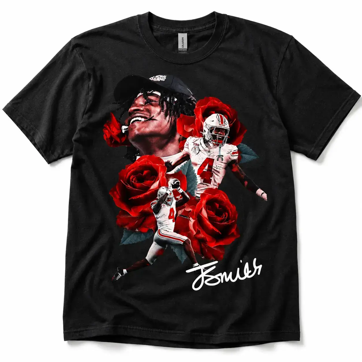 Jeremiah Smith Roses Graphic Tee, JJ Smith Ohio State Football Signature Streetwear Shirt, Unisex Sports Fan T-Shirt for Everyday Wear