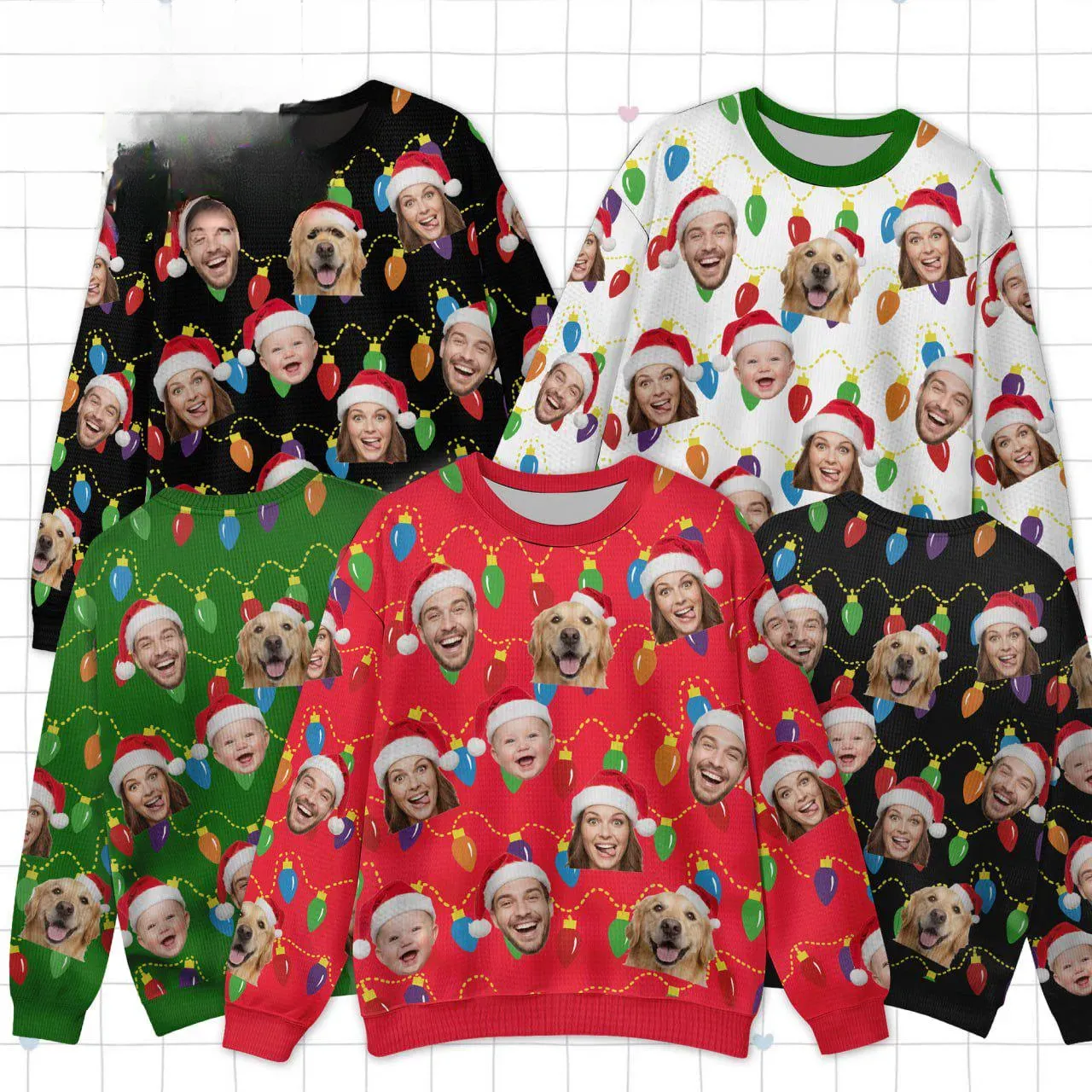 Custom Face Ugly Christmas Sweater, Personalized Photo Face Sweatshirt, Funny Christmas Sweater for Family and Friends Christmas Party
