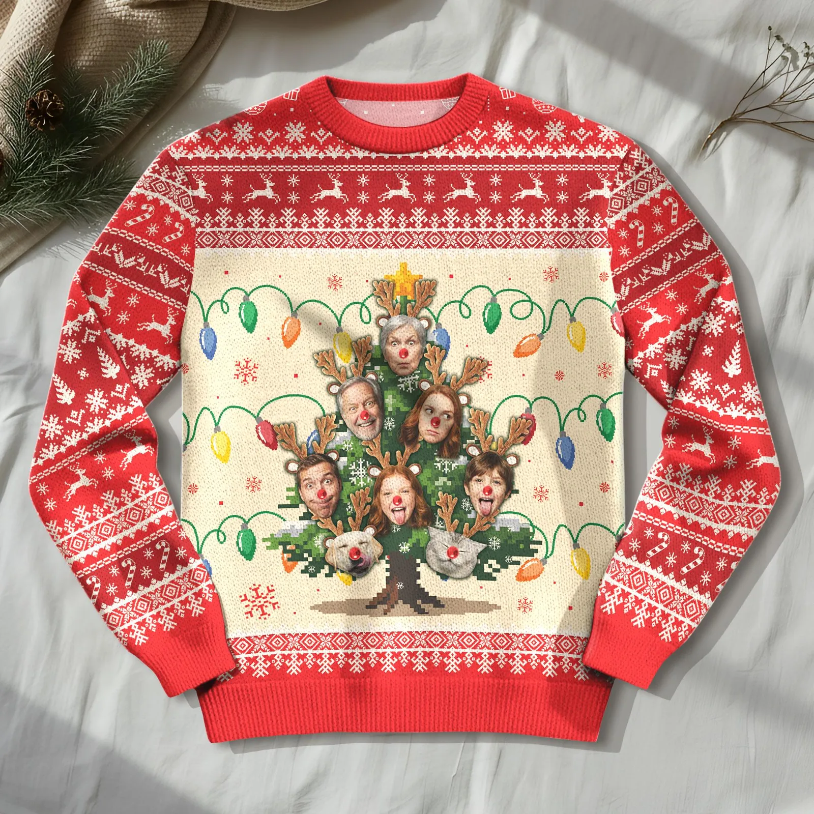 Custom Face Family Ugly Christmas Sweater for Men and Women, Custom Pet Photo Sweatshirt, Personalized Funny Christmas Holiday Jumper