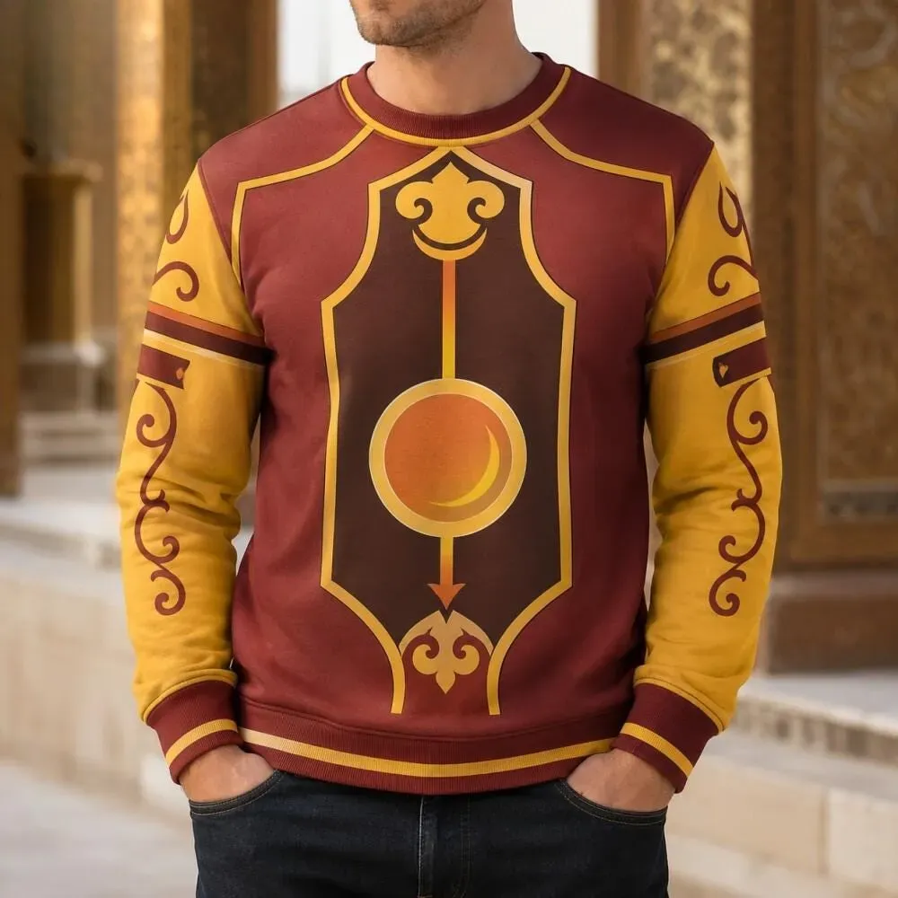 Cogsworth Clock Costume 3D Sweatshirt, Beauty and the Beast Halloween Cosplay Costume Crewneck, Summer Trip Costume, Unisex All Over Print