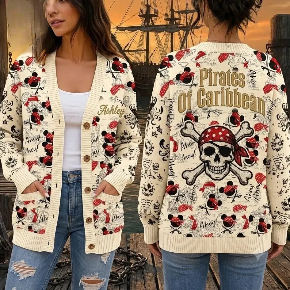 Personalized Mickey Mouse Pirate Cardigan, Mickey and Friends Yo Ho A Pirate's Life for Me, Pirates of the Caribbean Cardigan