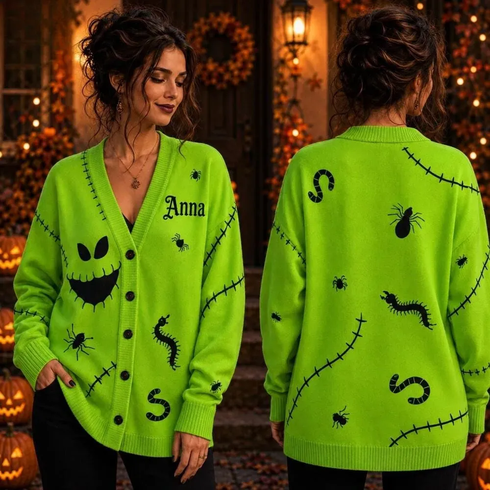 Personalized Oogie Boogie Cardigan, Nightmare Before Christmas Sweater, Oogie Boogie Cosplay Costume, Halloween Autumn Girls Outfit