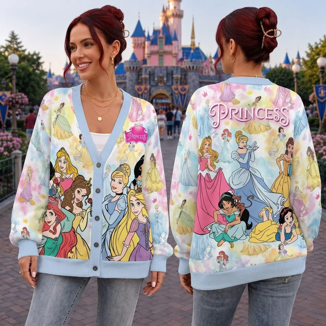 Princess Cardigan Sweater, Cinderella Belle Ariel Snow White Knitwear, Retro Magic Castle Fairytale Outfit, Movie Fan Top