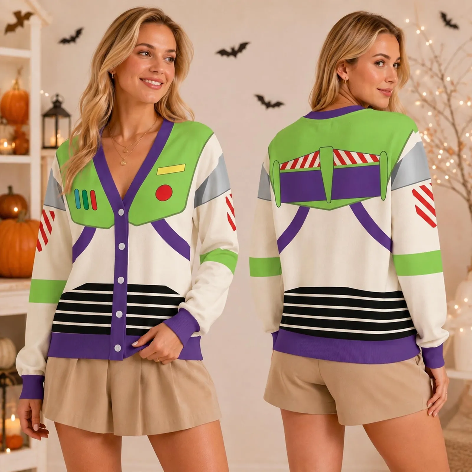 Toy Story Buzz Lightyear Cardigan, Pixar Buzz Woody Friends Sweater for Women, Disney Character Outfit, Space Ranger 3D Print Knit