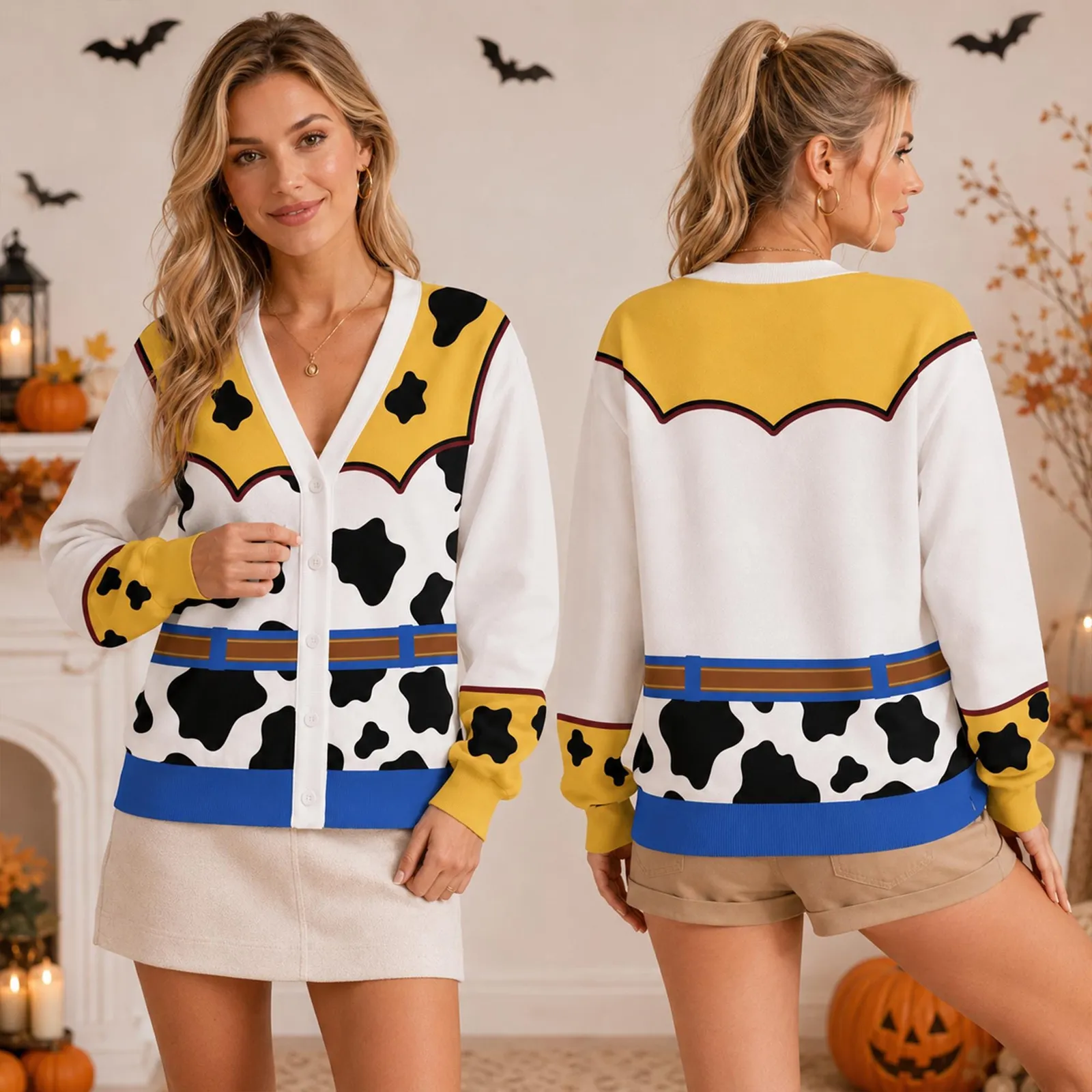Toy Story Jessie Cardigan, Pixar Cowgirl Sweater for Women, Disney Jessie Cowgirl Fall Outfit, Halloween Costume 3D All Over Print Knit