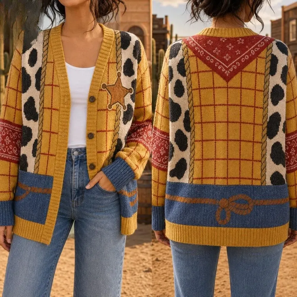 Woody Toy Story Cardigan, Toy Story Costume Sweater, Cowboy Character Sheriff Outfit, Western Halloween Cosplay Movie Cardigan