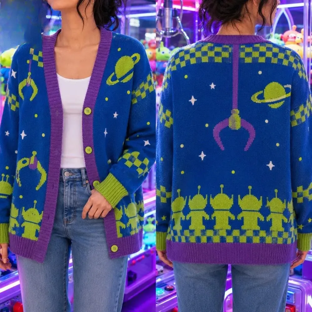Toy Story Alien Costume Cardigan, Little Green Men Sweater, Space Character Outfit, Halloween Cosplay Top for Toy Story Lovers