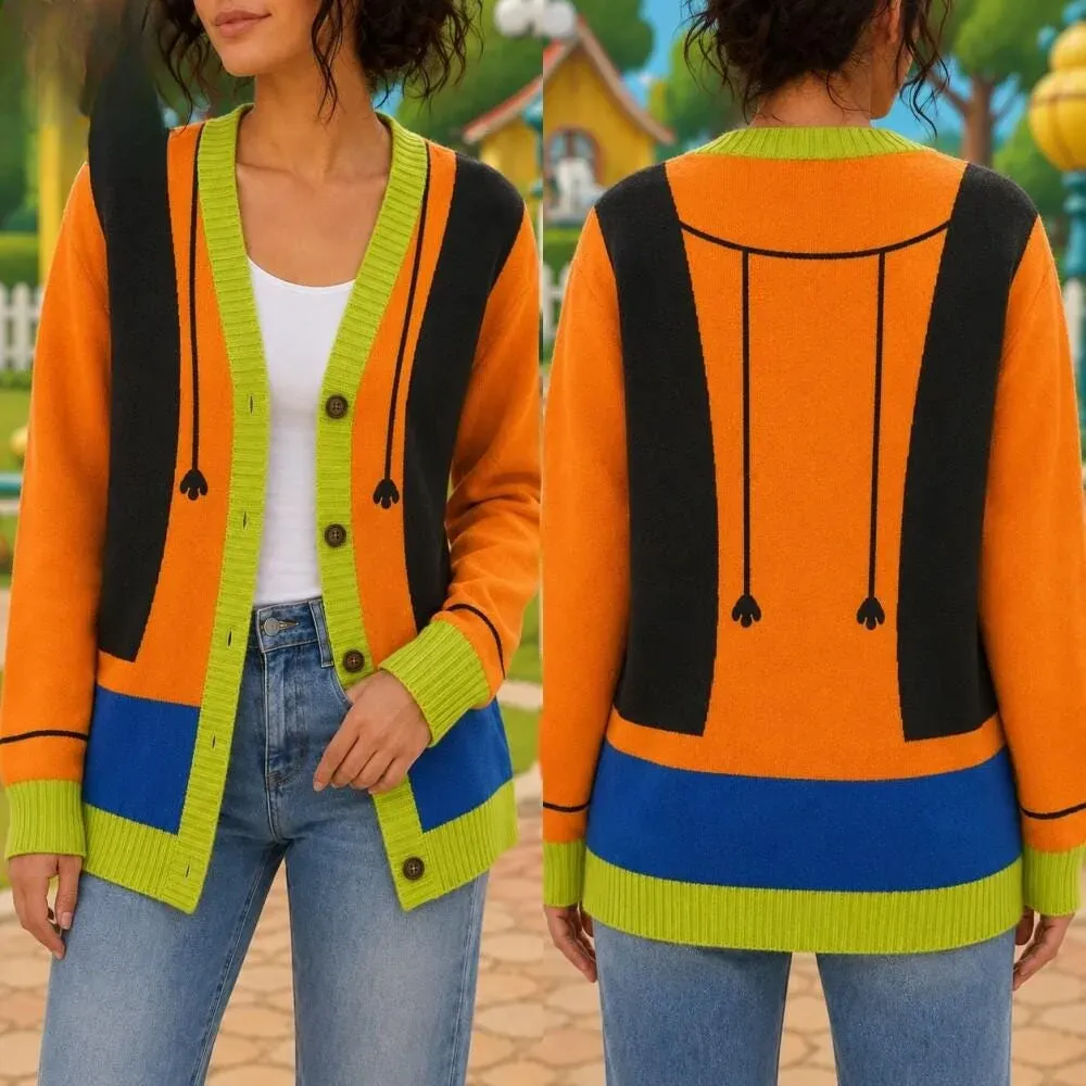 Goofy Cardigan, Mickey and Friends Halloween Character Cardigan, Goofy Costume Cosplay Sweater, Spooky Season Goofy Fan Gift