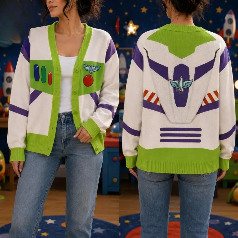 Buzz Lightyear Toy Story Cardigan, Buzz Lightyear Cosplay Sweater, Toy Story Costume Outfit, Movie Halloween Costume Space Ranger Knit