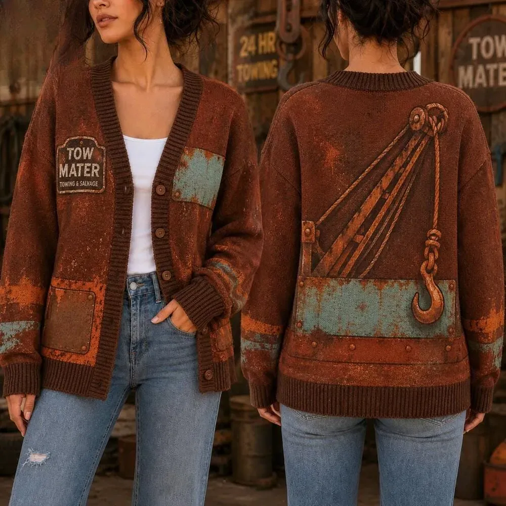 Tow Mater Cars Cardigan, Tow Mater Cosplay Sweater, Cars Costume Outfit, Movie Halloween Costume Style Cardigan