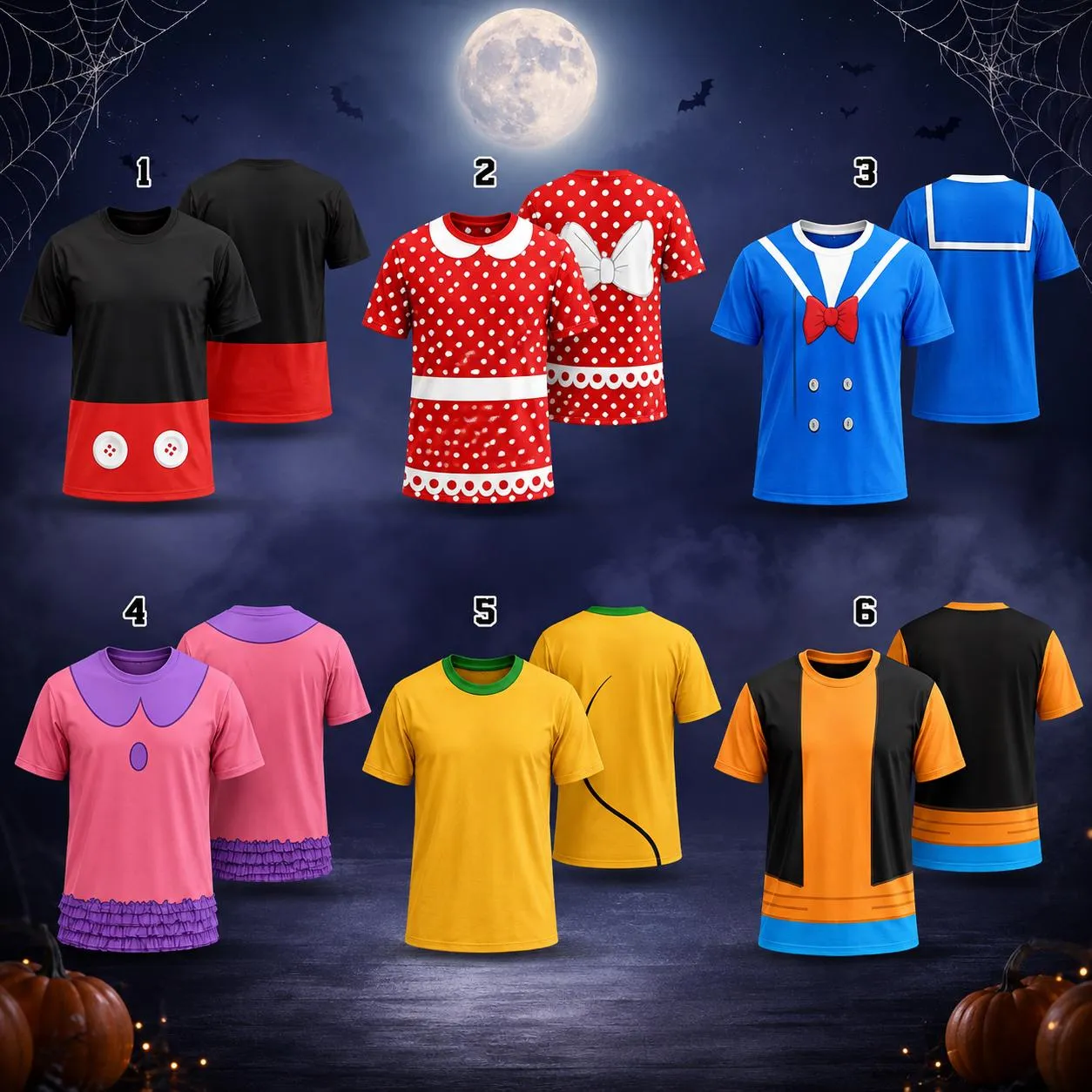 Mickey Minnie Donald Goofy Costume Shirt, Mickey Mouse Cosplay Costume Sweatshirt and Hoodie, Character Cosplay Tee, Halloween All Over Print