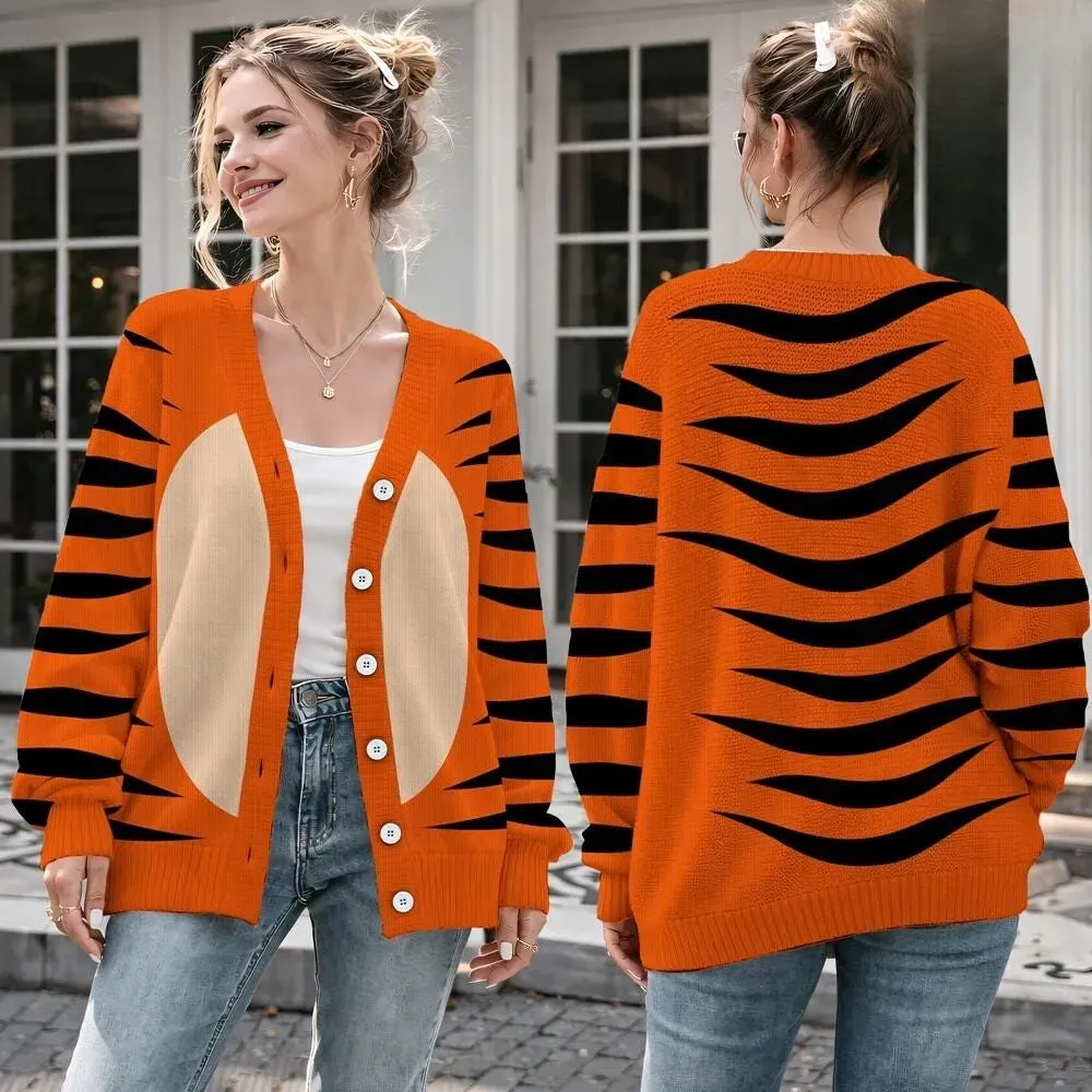 Tigger Cardigan Sweater, Winnie the Pooh Costume, Tigger Halloween Outfit, Hundred Acre Wood Cosplay Character Cardigan