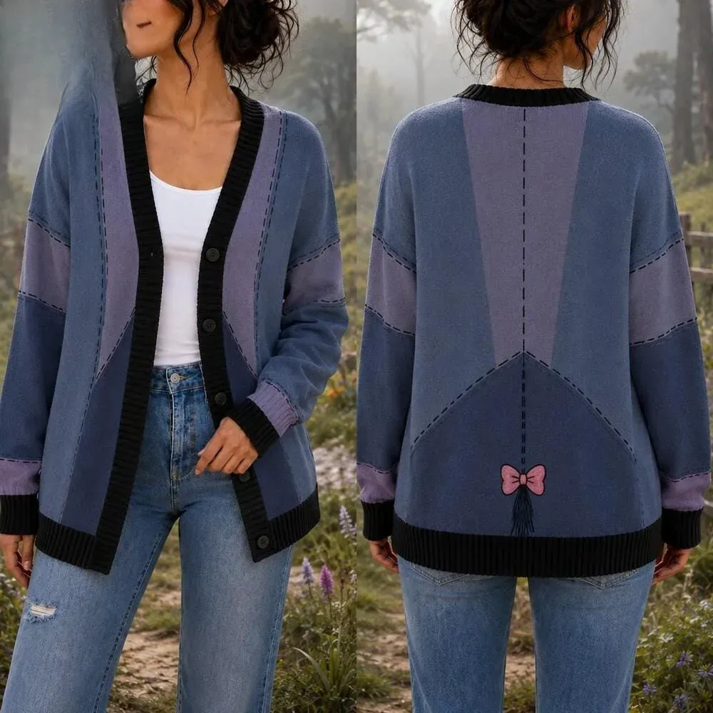 Eeyore Cardigan Sweater, Winnie the Pooh Cardigan, Halloween Character Cosplay, Hundred Acre Wood Theme Park Costume