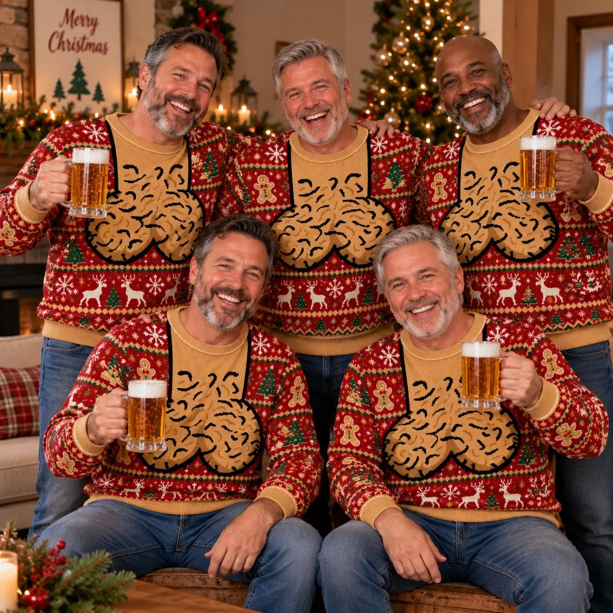 Jingle Balls Funny Ugly Christmas Sweatshirt, Funny Men's Christmas Party Sweater, All Over Print Ugly Sweater, Christmas Gift for Dad Husband