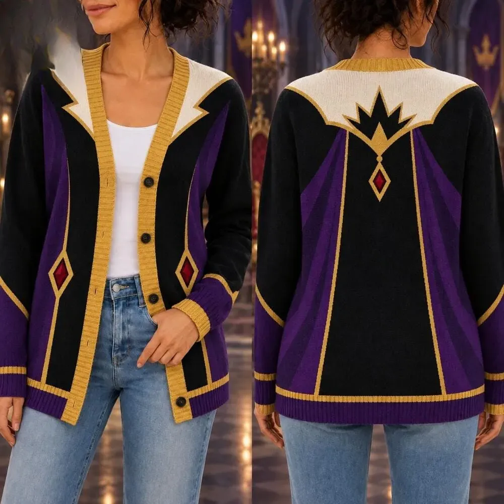 Evil Queen Cardigan, Snow White Movie Villain Sweater, Evil Queen Cosplay Sweater, WDW Halloween Costume Sweater