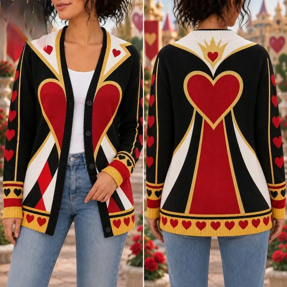 Queen of Hearts Cardigan, Alice in Wonderland Cosplay Cardigan, Halloween Costume Cardigan, WDW Halloween Outfit