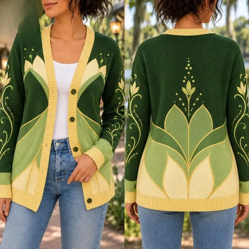 Tiana Cardigan, The Princess and the Frog Movie Sweater, Tiana Cosplay Cardigan, WDW Halloween Costume Sweater for Theme Park