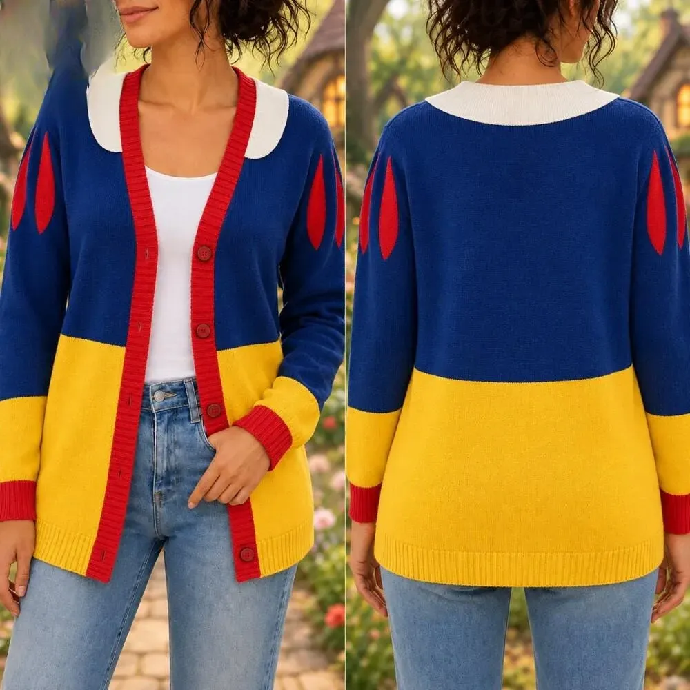 Snow White Cardigan, Snow White and the Seven Dwarfs Cosplay Cardigan, Halloween Costume Sweater, 3D All Over Print Theme Park Outfit