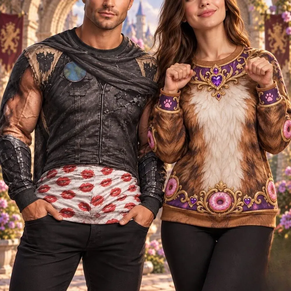 Dungeon Crawler Carl and Princess Donut Costume 3D Sweatshirt, LitRPG Book Fan Halloween Outfit, Fantasy Adventure Gift, All Over Print