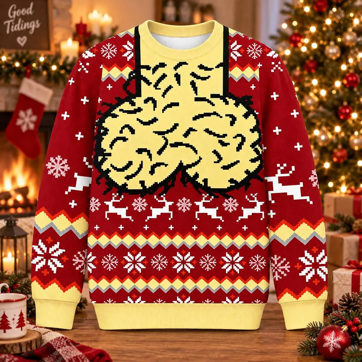 Funny Men's Jingle Balls Ugly Christmas Sweater, Fair Isle Reindeer All Over Print Crewneck Sweatshirt, 3D Xmas Party Jumper
