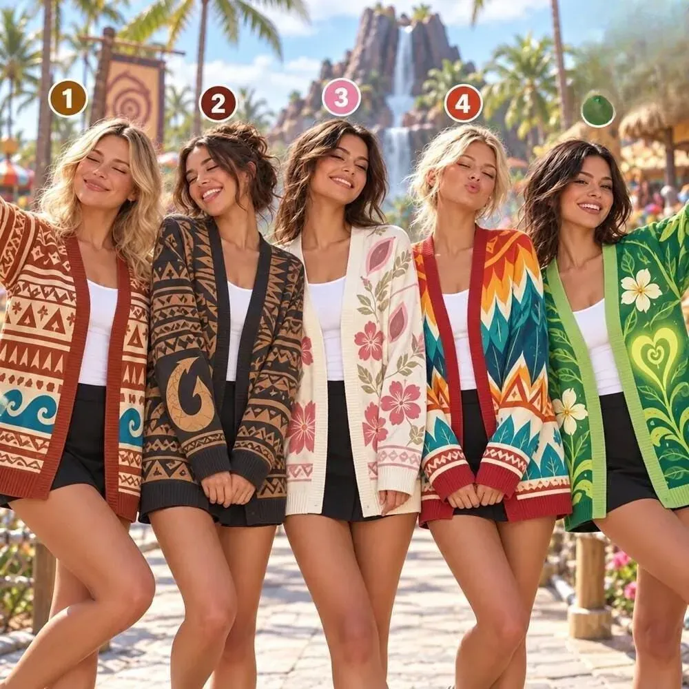 Moana Maui Hei Hei Pua Te Fiti Cardigan, Halloween Costume Outfit, Island Adventure Theme Park Vacation, Matching Friends Group Costume