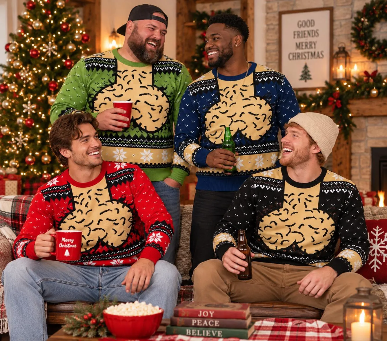 Funny Jingle Balls Ugly Christmas Sweater, Knitted Xmas Sweater for Men, Hairy Chest 3D Print, Christmas Gift for Husband Dad Grandpa Brother