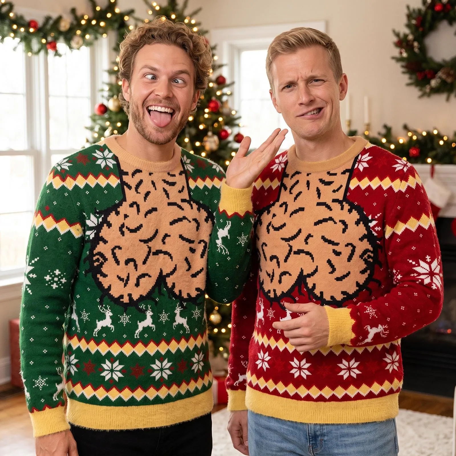 Funny Ugly Christmas Sweater with Custom Skin Tone, Couple Matching Christmas Sweater, Holiday Party Outfit for Men and Women