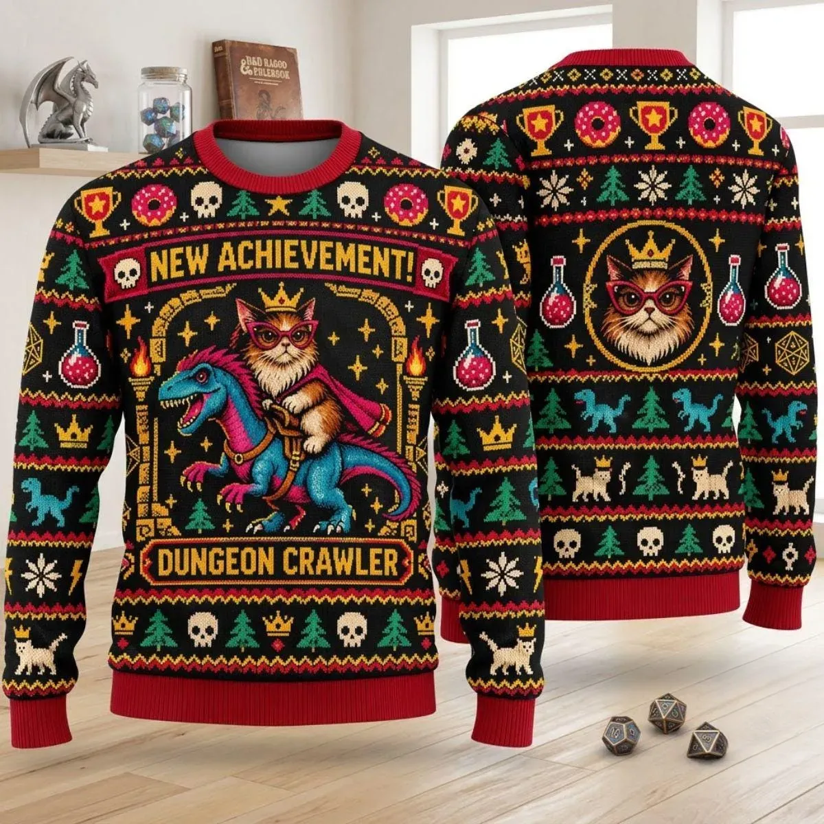 Dungeon Crawler Carl New Achievement Christmas Sweater, Princess Donut Mongo Ugly Xmas Sweater Women, Sweatshirt for Men, LitRPG Gamer Gift