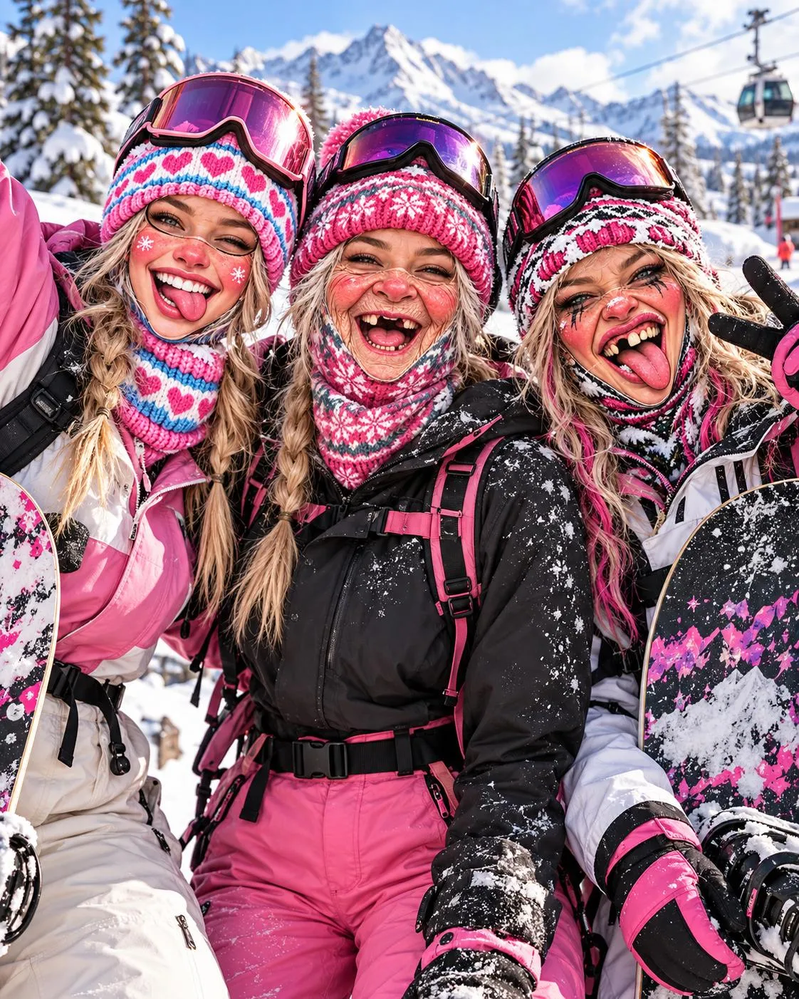 Funny Face Printed Microfiber Ski Balaclava, Novelty Snowboard Face Cover, Winter Ski Mask for Ski Trip and Group Photos