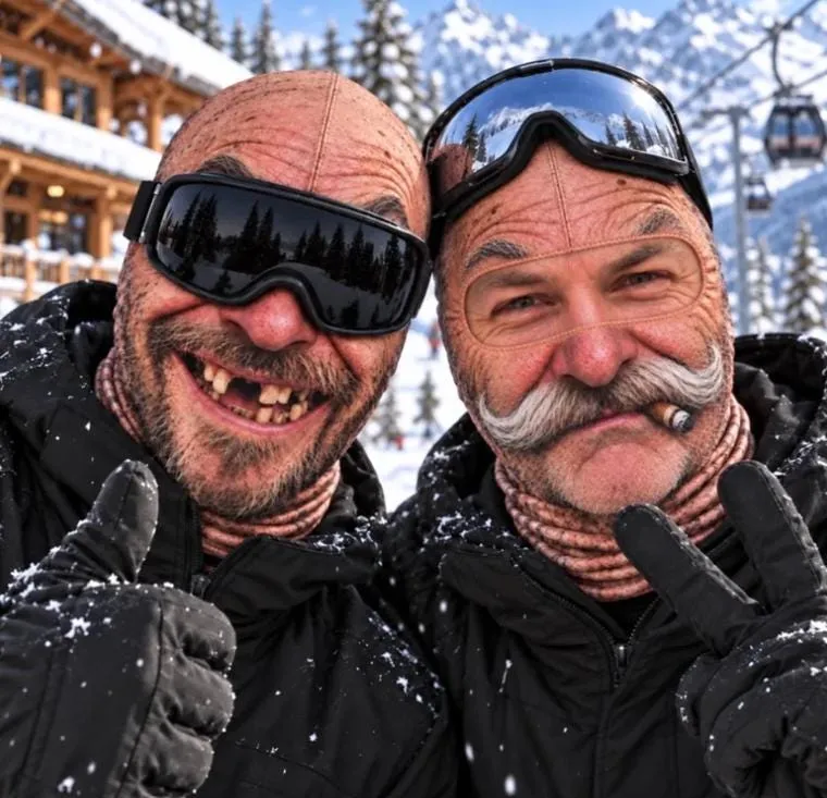 Funny Old Man and Grandma Face Ski Mask, Novelty Balaclava, Funny Snowboarding Mask, Ski Gift for Ski Lovers and Ski Buddies