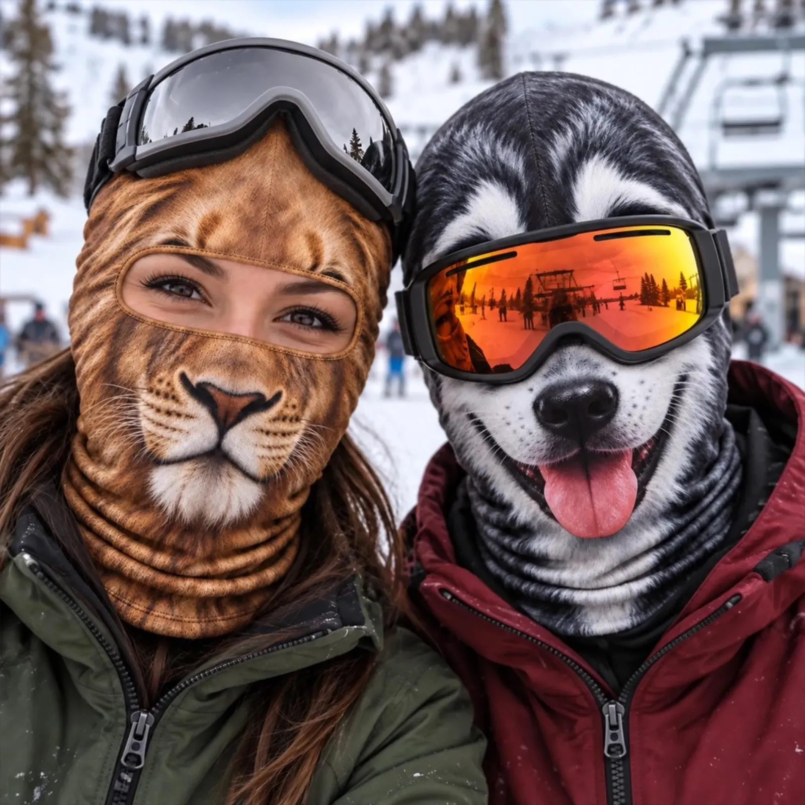 Funny Pet Face Ski Mask, Dog Cat Tiger Lion Animal Ski Balaclava, Novelty Face Mask for Snowboarding, Gift for Ski Lovers