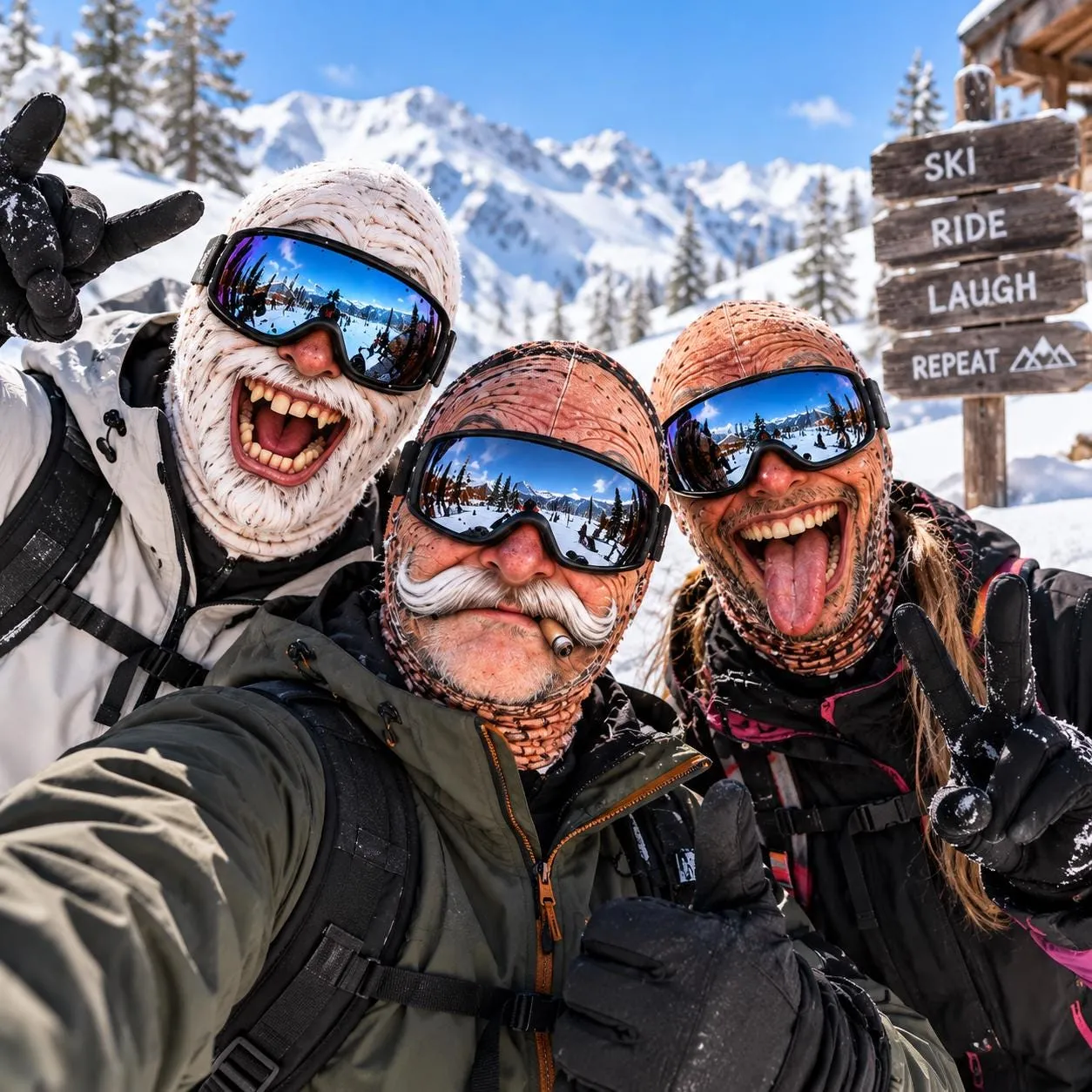 Funny Skiing Balaclava Mask, Ugly Face Novelty Winter Face Covering, Funny Face Ski Mask for Snowboarding and Camping Humor