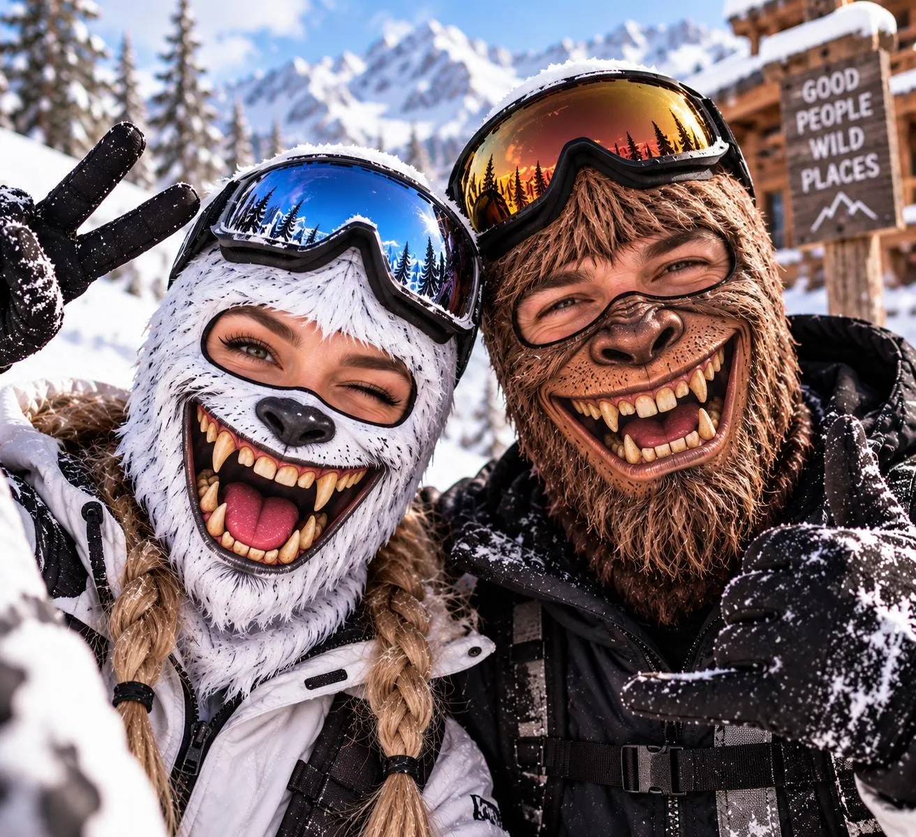 Funny Bigfoot and Yeti Ski Balaclava Mask, Funny Face Bestie Squad Mask, Novelty Winter Snowboard Mask, Eyes Cutout or Full Cover