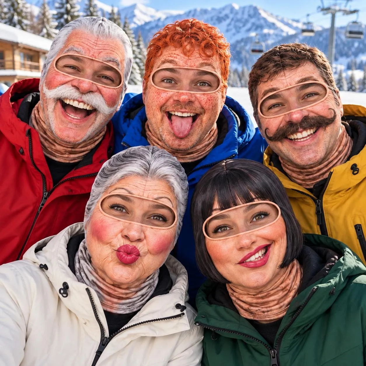 Funny Face Ski Mask, Laughing Grandpa Sassy Granny Novelty Balaclava for Ski Lovers, Snowboarding Mask, Funny Ski Buddy Gift