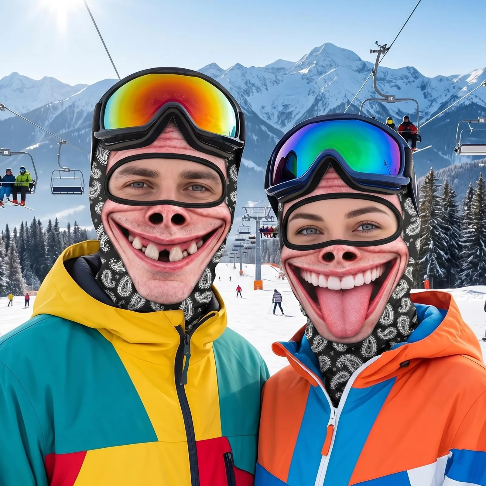 Crazy Face Winter Ski Mask, Funny Face Balaclava, Novelty Snowboarding Face Mask, Funny Ski Trip Gift for Winter Adventures