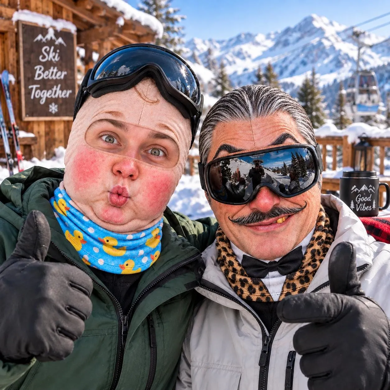 Funny Crazy Face Ski Mask, Novelty Balaclava for Snowboarding and Ski Trip, Exaggerated Face Winter Mask, Adult Gag Gift