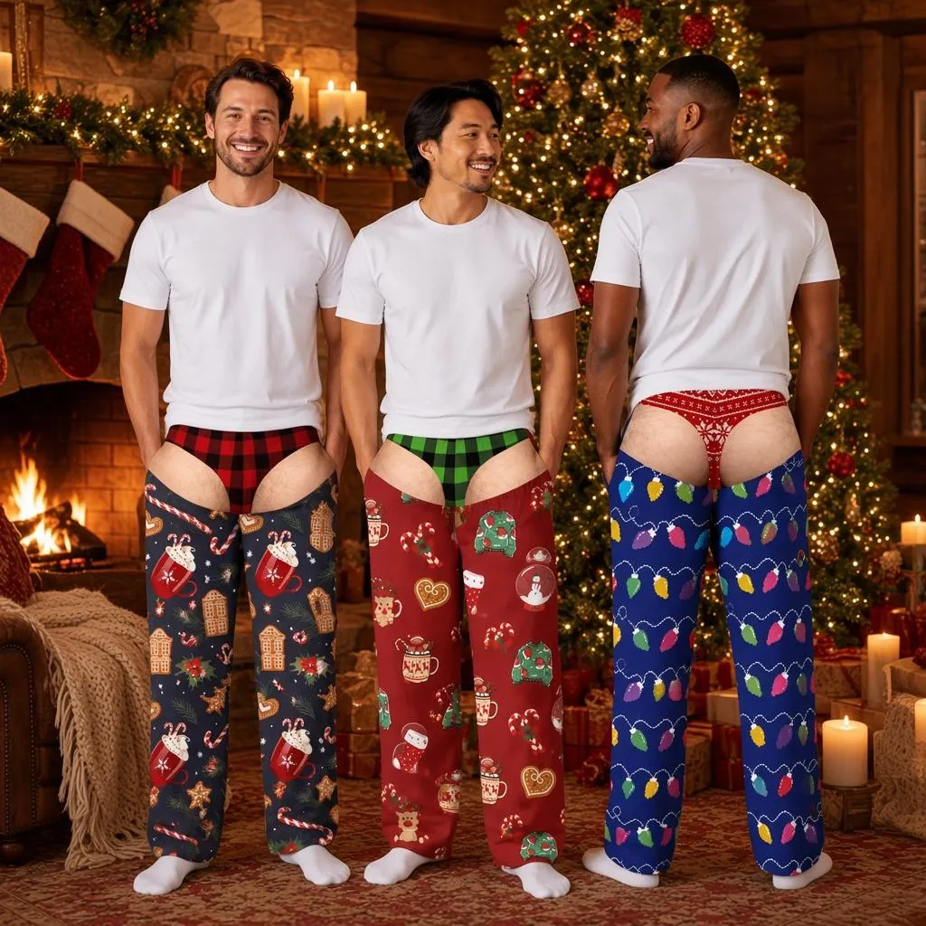 Personalized Funny Fake Butt Pajama Pants for Men, Custom Lounge Pants or Sweatpants, Christmas Underwear Prank PJs for Husband Dad Boyfriend