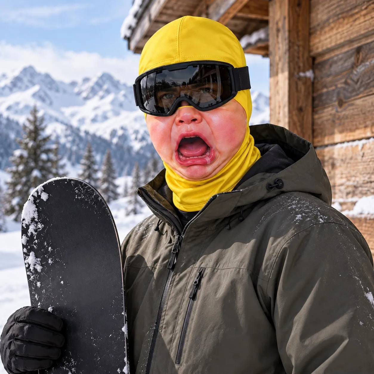 Funny Big Baby Face Balaclava Ski Mask, Meme Face Winter Mask, Novelty Snowboard and Skiing Face Mask, Funny Gag Gift
