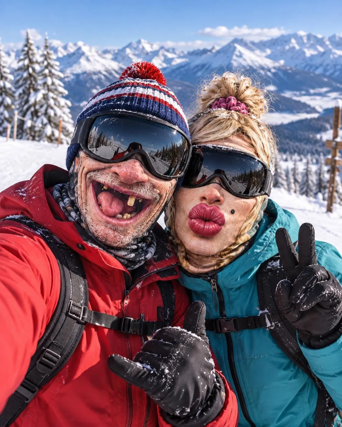 Funny Ugly Face Ski Mask, Old Man Balaclava, Full Face Winter Mask for Snowboarding and Skiing, Gag Gift for Men and Women