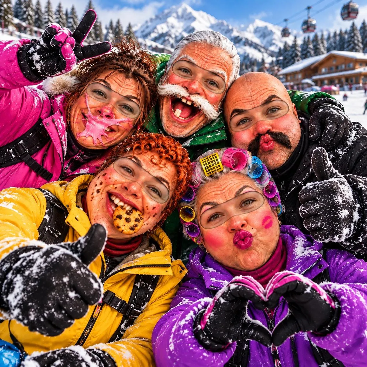 Funny Face Ski Mask Balaclava, Mustache and Granny Face Designs, Novelty Winter Mask, Funny Ski Snowboard Outdoor Gift