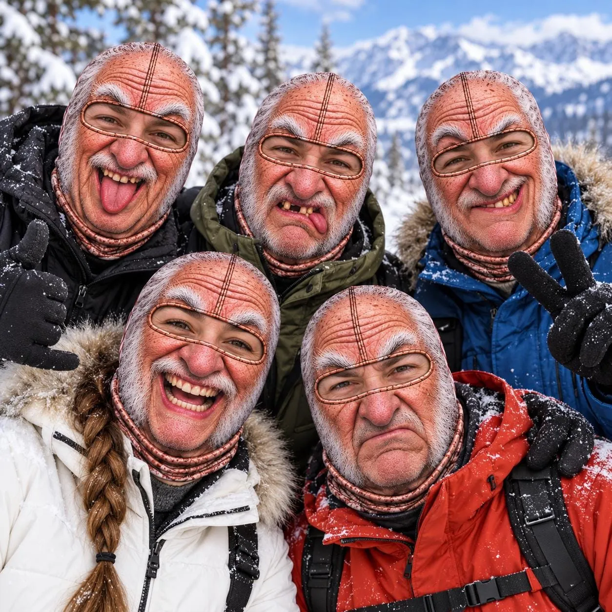 Funny Old Man Face Ski Mask, Realistic 3D Grandpa Face Balaclava, Novelty Winter Face Cover Mask for Skiing, Gag Gift for Men