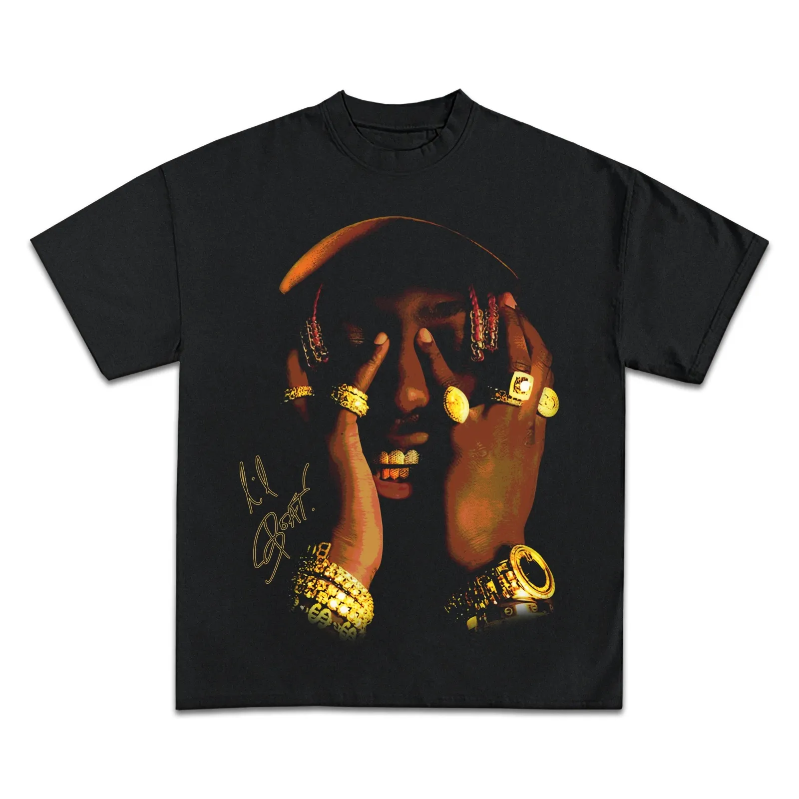 Lil Yachty Graphic T-Shirt, Hoodie and Sweatshirt, Gold Rings and Grills Portrait, Hip Hop Rap Streetwear Tee Gift